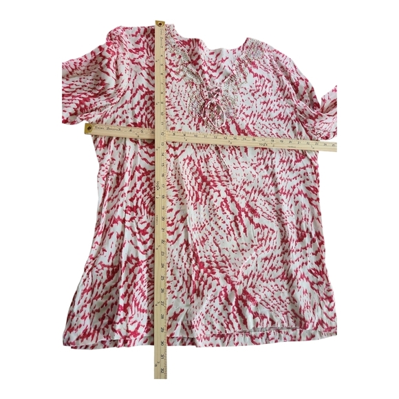 Princess Cruises Red & White Viscose Tunic Top | Boho Resort Wear | Size XL - Picture 8 of 12